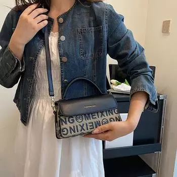 Новая модная маленькая квадратная сумка из искусственной кожи с буквенным принтом, сумка через плечо