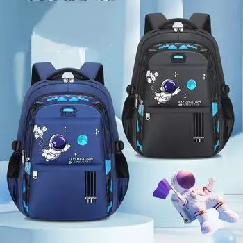 Новая модная маленькая школьная сумка «Космический астронавт», многослойная водонепроницаемая детская школьная сумка большой емкости с принтом, рюкзак Big синий