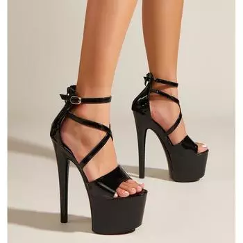 Новая модная модель подиум танец на пилоне 17 см ненавидят высокие сандалии на высоком каблуке женская обувь 35 чёрный