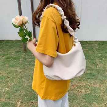 Новая модная мягкая кожаная сумка на одно плечо, универсальная сумка через подмышку, сложенная сумка-облако, женская сумка на плечо (30cm<Max Length<50cm)