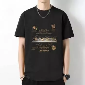 Новая модная мужская футболка из мерсеризованного хлопка высокого качества с короткими рукавами. M чёрный