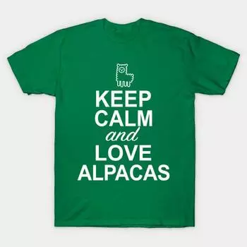Новая модная мужская футболка Keep Calm And Love Alpacas с принтом, топы с короткими рукавами, повседневные футболки S зелёный