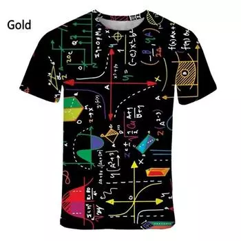 Новая модная мужская футболка с 3D-принтом «Математическая формула», повседневная футболка с коротким рукавом и круглым вырезом, топ размера плюс S