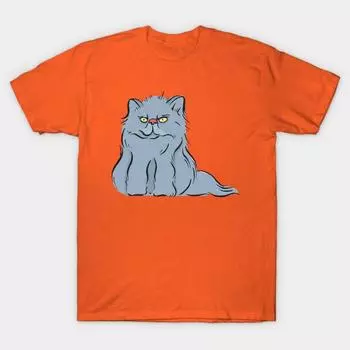 Новая модная мужская футболка с принтом кота и кота, топы с короткими рукавами, футболки, повседневные футболки S оранжевый