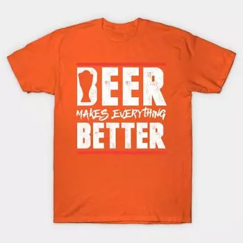 Новая модная мужская футболка с принтом «Пиво делает все лучше», топы с коротким рукавом, футболки повседневные S оранжевый