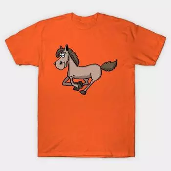 Новая модная мужская футболка с рисунком бегущей лошади и принтом, топы с короткими рукавами, повседневные футболки S оранжевый