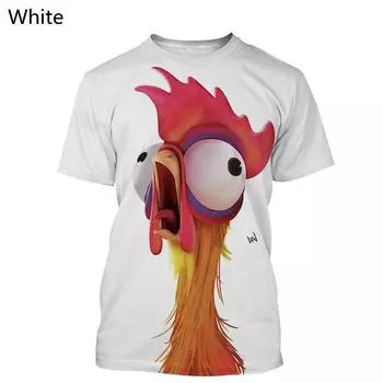 Новая модная мужская футболка унисекс с 3D принтом курицы и принтом курицы, мужская футболка с уличной одеждой, футболка с круглым вырезом и короткими рукавами