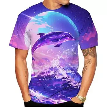Новая модная мужская и женская футболка с принтом дельфина в формате 3D HD, уличный стиль, унисекс, модная, забавная, Harajuku, детская футболка 6XL