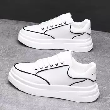 Новая модная мужская обувь на осень и зиму, универсальные кроссовки для пар, повседневная кожаная обувь, спортивная теннисная обувь. 36 чёрный