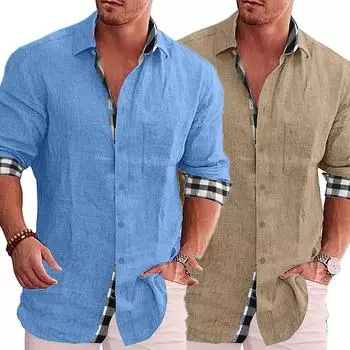 Новая модная мужская одежда больших размеров с лацканами на пуговицах с длинным рукавом, простая однотонная пляжная рубашка 5XL чёрный