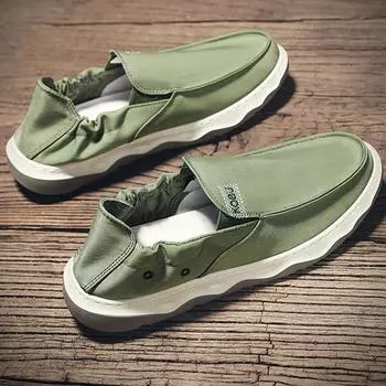 Новая модная мужская парусиновая обувь без шнуровки, дышащая повседневная обувь 39 зелёный