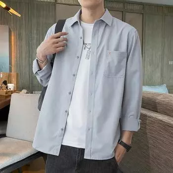 Новая модная мужская рубашка с длинными рукавами на весну и осень для молодых мужчин и студентов, корейская версия повседневной свободной одежды для мужчин M