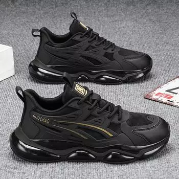 Новая модная мужская высококачественная удобная обувь Four Seasons, дышащие повседневные кроссовки для бега 38 чёрный