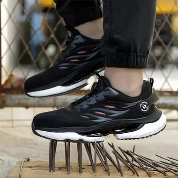 Новая модная мужская защитная обувь с вращающимися пуговицами, рабочие кроссовки с защитой от проколов, неразрушимая обувь, рабочие ботинки со стальным носком 39