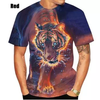 Новая модная мужская/женская футболка с принтом 3D Animal Tiger, летняя футболка с тигровым принтом, топы с изображением животных, футболки S