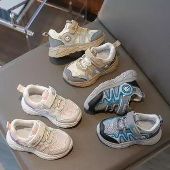 Новая модная обувь для девочек, удобные брендовые детские кроссовки из сетки для бега, нескользящие, для мальчиков, универсальные модные кроссовки для девочек, Tenis De Mujer 21insole13.5cm хаки