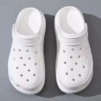 Новая модная обувь с отверстиями женская платформа для улицы EVA крутые тапочки мужские 40-41 белый