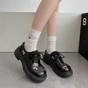 Новая модная однотонная универсальная обувь на шнуровке с неглубоким квадратным каблуком для весны и осени для женщин, удобная женская обувь 35