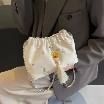 Новая модная плиссированная сумка через плечо из модной ткани, маленькие сумки, кошелек для женщин с вышивкой, роскошный дизайн, сумка под мышкой