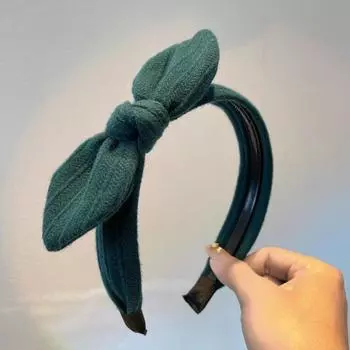 Новая Модная Повязка на Голову Для Женщин Повседневная Вязаная Повязка для Волос Боковой Узел Бант Головной Убор Весенние Аксессуары для Волос