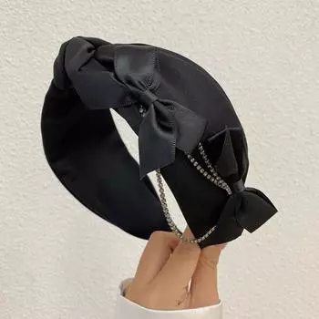Новая Модная Повязка На Голову Для Женщин Двойной Бант Элегантная Кисточка Цепочка Со Стразами Головной Убор Вечеринка Путешествия Аксессуары для Волос