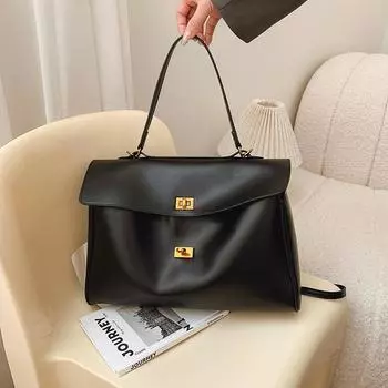 Новая модная повседневная большая сумка на плечо, портативная, трендовая женская сумка чёрный