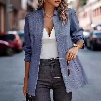 Новая модная повседневная куртка-кардиган S синий