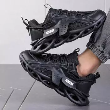 Новая модная повседневная модная дышащая обувь с сетчатой поверхностью, уличная обувь для папы, обувь больших размеров, мужская и женская обувь 35 чёрный