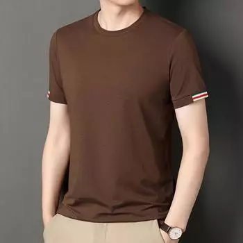 Новая модная повседневная мужская повседневная мужская футболка с круглым вырезом, деловая футболка с коротким рукавом и коротким рукавом 165