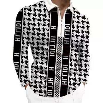 Новая модная повседневная спортивная мужская футболка с длинным рукавом и принтом «Тысяча птиц» рубашка поло S белый