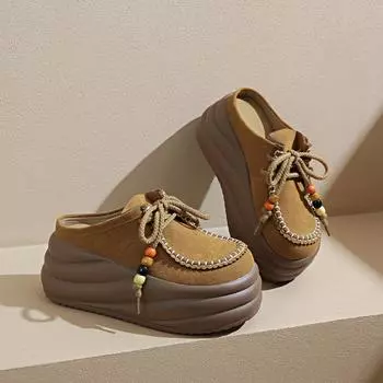 Новая модная повседневная сумка голова полутапки женские платформа уличная носка ленивые одинарные туфли ниша 34