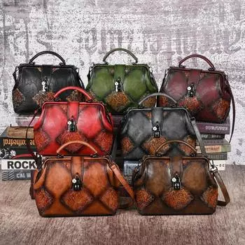 Новая модная повседневная женская сумка в стиле ретро с тиснением и диагональным крестом, ручная, двойного назначения, с зажимом и пряжкой чёрный