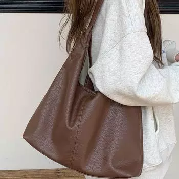 Новая модная простая большая вместительная сумка-тоут, многофункциональная повседневная ретро женская сумка, мягкая кожаная дизайнерская сумка через плечо