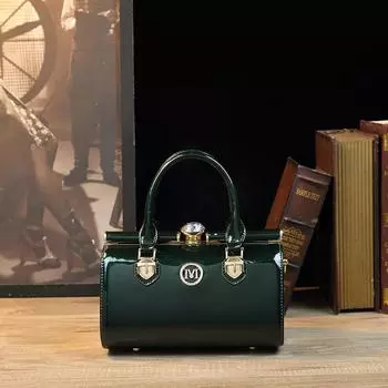 Новая модная простая сумка из натуральной лакированной кожи чёрный