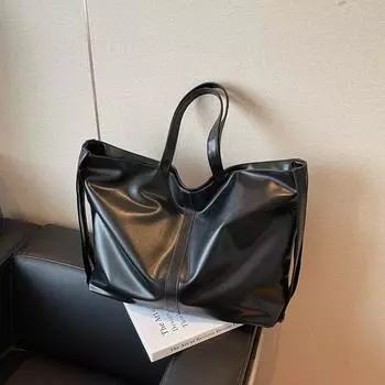 Новая модная ретро универсальная сумка через плечо женская повседневная простая сумка-тоут большой вместимости портативная большая сумка чёрный