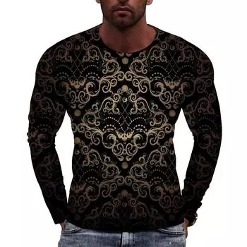 Новая модная роскошная весенняя мужская футболка с длинным рукавом в стиле хип-хоп, индивидуальная уличная фитнес-спортивная свободная повседневная качественная одежда S