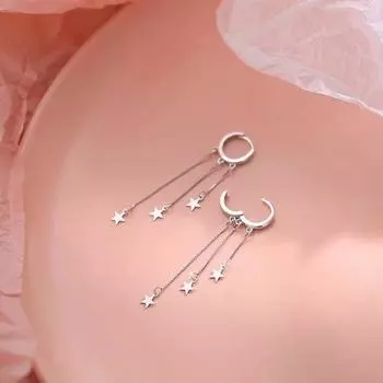 Новая модная сетчатая красная цепочка с кисточками и звездами из бисера, корейские длинные серьги-капли для женщин, ювелирные изделия