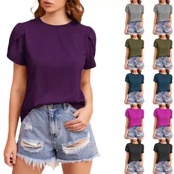 Новая модная сексуальная женская элегантная футболка с рукавами-лепестками