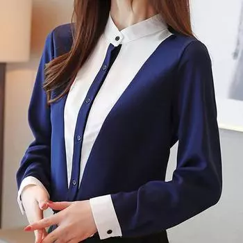 Новая модная шифоновая блузка с длинным рукавом, женские топы, рубашки J311 S