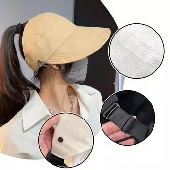 Новая модная складная шляпа от солнца с широкими полями, регулируемая шапка с хвостиком, летняя быстросохнущая рыбацкая кепка с козырьком для женщин, пляжная шляпа One Size