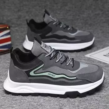 Новая модная спортивная и повседневная обувь, трендовая мужская обувь с толстой подошвой, подходящая по цвету, сетчатая дышащая летняя спортивная обувь для мальчиков 39 хаки