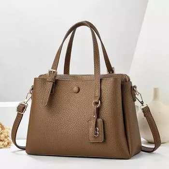 Новая модная стильная женская элегантная практичная сумка на плечо с узором личи с хорошей текстурой чёрный