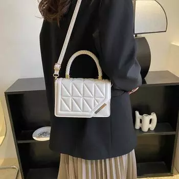 Новая модная сумка через плечо из искусственной кожи в клетку, женские квадратные сумки, брендовые дизайнерские маленькие черные сумки для женщин бежевый