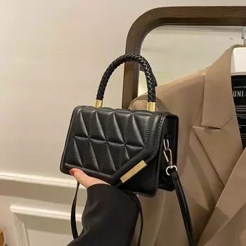 Новая модная сумка через плечо из искусственной кожи в клетку, женские квадратные сумки, брендовые дизайнерские маленькие черные сумки через плечо