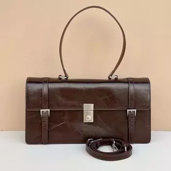 +Новая модная сумка через плечо из кожи, универсальная сумка почтальона, чехол для головы органа, кожаная сумка с пряжкой для женщин 33x9x17cm вино красного