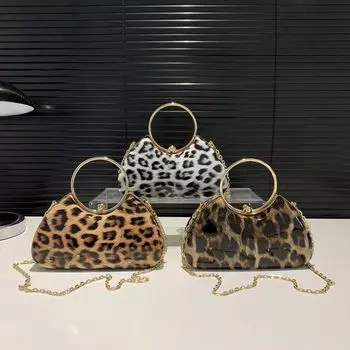 Новая модная сумка через плечо с цепочкой, персонализированная ручная сумка с леопардовым узором для банкета чёрный