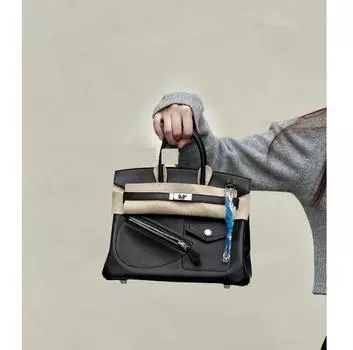 Новая модная сумка для мотоцикла H Home от Zhang Yuqi и Zhou Dong s ROCK из натуральной кожи в стиле рок-панк для женщин, ручная сумка 25x13x28cm чёрный