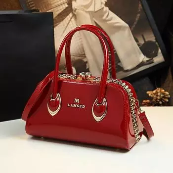 Новая модная сумка из натуральной лакированной кожи красный