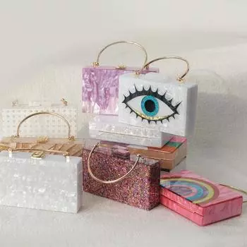 Новая модная сумка, модная женская сумка, бутик, акриловая, роскошная, вечерняя, женская, конфетная, свадебная, винтажная, клатч, сумка-тоут 17.6CM белый