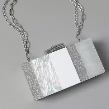 Новая модная сумка, модная женская сумка в серебристо-белую полоску, акриловая роскошная вечерняя сумка с блестками, женская свадебная коробка, кошелек-клатч 19.8CM серебряный